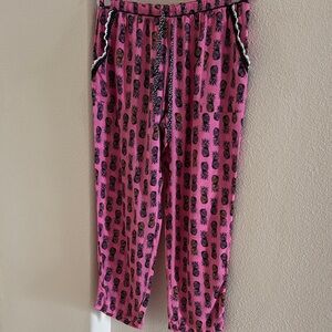Pink Pineapple Print Pajama Pants